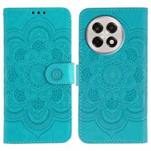 For OnePlus Ace 5 / Ace 5 Pro / 13R Sun Mandala Embossing Pattern Phone Leather Case(Blue)
