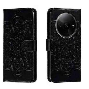 For Xiaomi Redmi A3 Sun Mandala Embossing Pattern Phone Leather Case(Black)