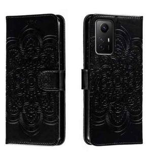 For Xiaomi Redmi Note 12S Sun Mandala Embossing Pattern Phone Leather Case(Black)