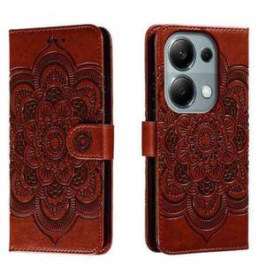 For Xiaomi Redmi Note 13 Pro 4G Sun Mandala Embossing Pattern Phone Leather Case(Brown)