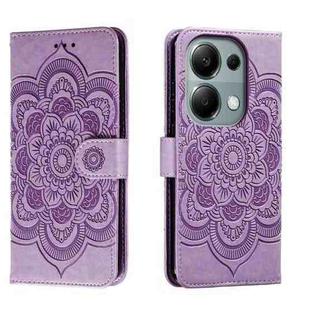 For Xiaomi Redmi Note 13 Pro 4G Sun Mandala Embossing Pattern Phone Leather Case(Purple)