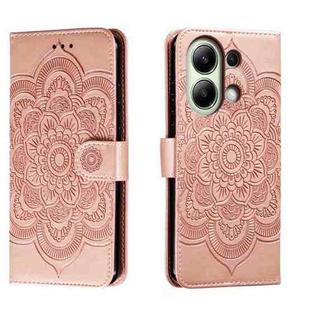 For Xiaomi Redmi Note 13 4G Sun Mandala Embossing Pattern Phone Leather Case(Rose Gold)