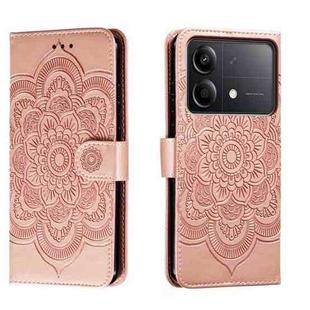 For Xiaomi Redmi Note 13R Pro Sun Mandala Embossing Pattern Phone Leather Case(Rose Gold)