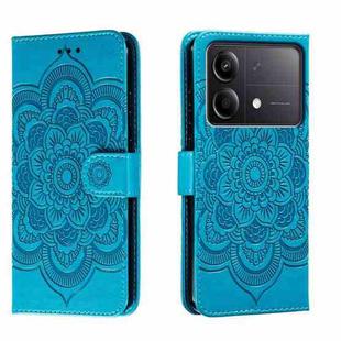 For Xiaomi Redmi Note 13R Pro Sun Mandala Embossing Pattern Phone Leather Case(Blue)