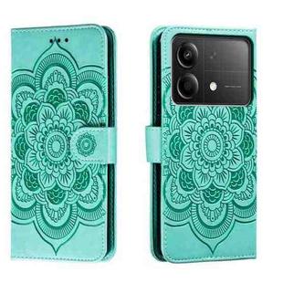 For Xiaomi Redmi Note 13R Pro Sun Mandala Embossing Pattern Phone Leather Case(Green)