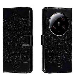 For Xiaomi 13 Ultra Sun Mandala Embossing Pattern Phone Leather Case(Black)