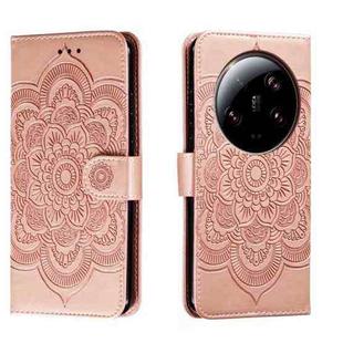 For Xiaomi 13 Ultra Sun Mandala Embossing Pattern Phone Leather Case(Rose Gold)