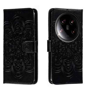 For Xiaomi 14 Ultra Sun Mandala Embossing Pattern Phone Leather Case(Black)