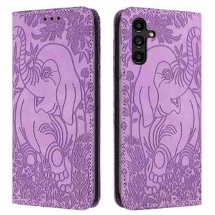 For Samsung Galaxy S24 5G Retro Elephant Embossed Leather Phone Case(Purple)