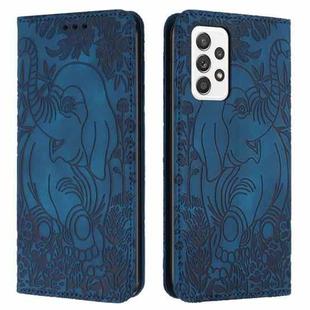 For Samsung Galaxy A32 4G Retro Elephant Embossed Leather Phone Case(Blue)