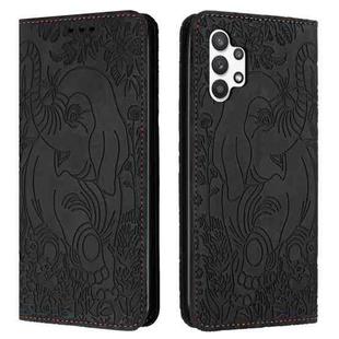 For Samsung Galaxy A13 4G / 5G Retro Elephant Embossed Leather Phone Case(Black)