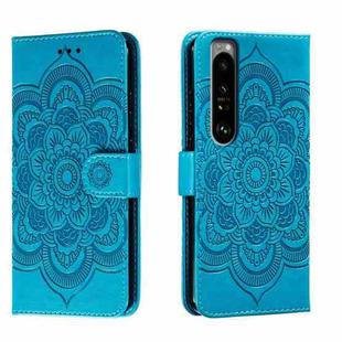 For Sony Xperia 1 III Sun Mandala Embossing Pattern Phone Leather Case(Blue)