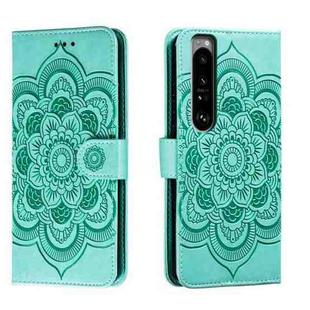 For Sony Xperia 1 III Sun Mandala Embossing Pattern Phone Leather Case(Green)