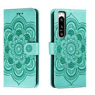 For Sony Xperia 5 IV Sun Mandala Embossing Pattern Phone Leather Case(Green)