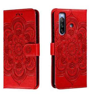 For Sony Xperia 10 III Sun Mandala Embossing Pattern Phone Leather Case(Red)