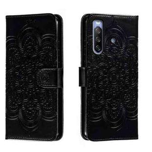 For Sony Xperia 10 III Sun Mandala Embossing Pattern Phone Leather Case(Black)