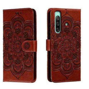 For Sony Xperia 10 IV Sun Mandala Embossing Pattern Phone Leather Case(Brown)