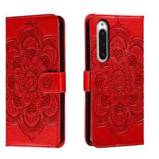 For Sony Xperia 10 V Sun Mandala Embossing Pattern Phone Leather Case(Red)