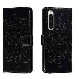 For Sony Xperia 10 V Sun Mandala Embossing Pattern Phone Leather Case(Black)