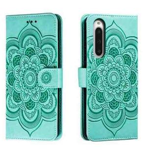 For Sony Xperia 10 V Sun Mandala Embossing Pattern Phone Leather Case(Green)