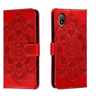 For Sony Xperia Ace III Sun Mandala Embossing Pattern Phone Leather Case(Red)