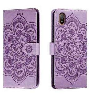 For Sony Xperia Ace III Sun Mandala Embossing Pattern Phone Leather Case(Purple)