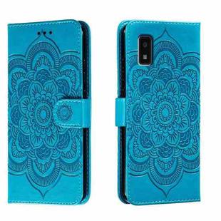 For Sharp Aquos Wish Sun Mandala Embossing Pattern Phone Leather Case(Blue)