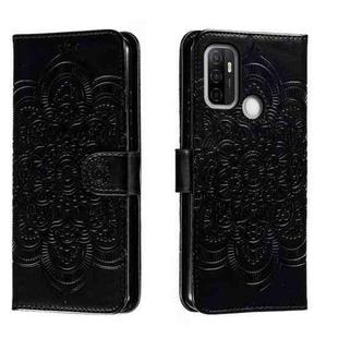 For OPPO A53 2020 Sun Mandala Embossing Pattern Phone Leather Case(Black)