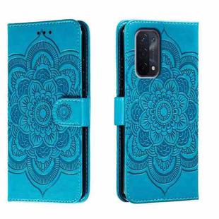 For OPPO A54 5G Sun Mandala Embossing Pattern Phone Leather Case(Blue)