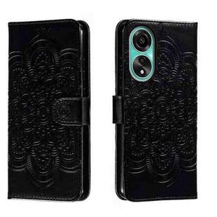 For OPPO A78 4G Sun Mandala Embossing Pattern Phone Leather Case(Black)