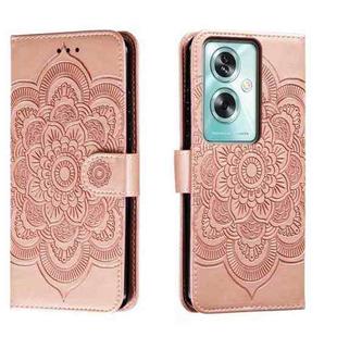 For OPPO A79 5G Sun Mandala Embossing Pattern Phone Leather Case(Rose Gold)