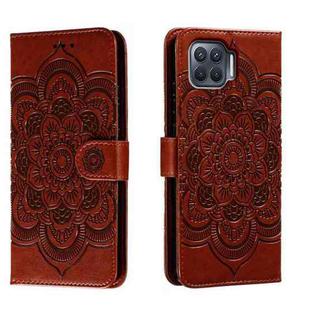 For OPPO A93 4G Sun Mandala Embossing Pattern Phone Leather Case(Brown)