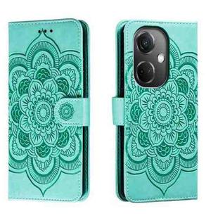 For OPPO K11 Sun Mandala Embossing Pattern Phone Leather Case(Green)