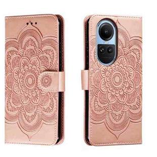 For OPPO Reno10 5G Global Sun Mandala Embossing Pattern Phone Leather Case(Rose Gold)