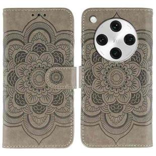 For OPPO Find X8 Pro Sun Mandala Embossing Pattern Phone Leather Case(Grey)