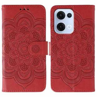 For OPPO Reno13 Sun Mandala Embossing Pattern Phone Leather Case(Red)