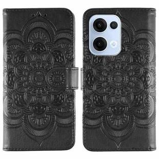For OPPO Reno13 Sun Mandala Embossing Pattern Phone Leather Case(Black)