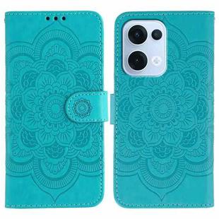 For OPPO Reno13 Sun Mandala Embossing Pattern Phone Leather Case(Blue)