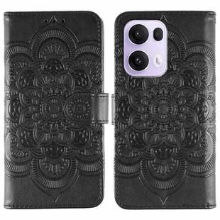 For OPPO Reno13 Pro Sun Mandala Embossing Pattern Phone Leather Case(Black)