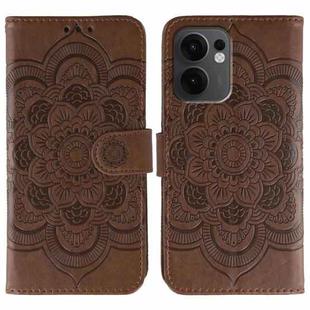 For OPPO Reno13 F Sun Mandala Embossing Pattern Phone Leather Case(Brown)