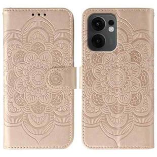 For OPPO Reno13 F Sun Mandala Embossing Pattern Phone Leather Case(Rose Gold)