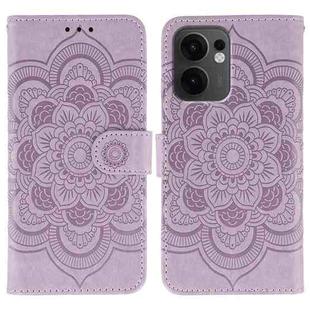 For OPPO Reno13 F Sun Mandala Embossing Pattern Phone Leather Case(Purple)