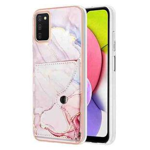 For Samsung Galaxy A03s EU Version Marble Pattern IMD Card Slot Phone Case(Rose Gold)