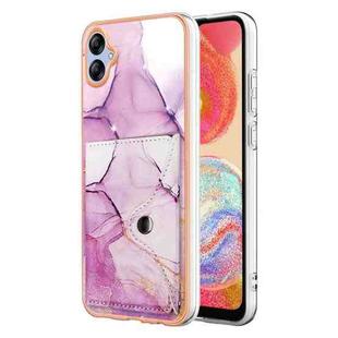 For Samsung Galaxy A04e Marble Pattern IMD Card Slot Phone Case(Pink Purple Gold)