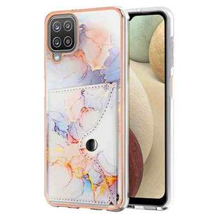 For Samsung Galaxy A12 Marble Pattern IMD Card Slot Phone Case(Galaxy Marble White)