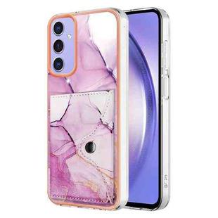 For Samsung Galaxy A15 5G Marble Pattern IMD Card Slot Phone Case(Pink Purple Gold)