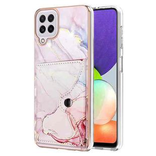 For Samsung Galaxy A22 4G EU Version Marble Pattern IMD Card Slot Phone Case(Rose Gold)