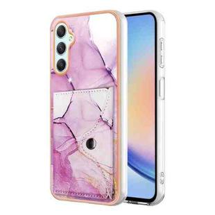 For Samsung Galaxy A24 Marble Pattern IMD Card Slot Phone Case(Pink Purple Gold)
