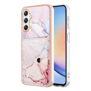 For Samsung Galaxy A25 5G Marble Pattern IMD Card Slot Phone Case(Rose Gold)
