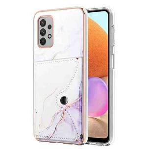For Samsung Galaxy A32 4G EU Version Marble Pattern IMD Card Slot Phone Case(White Purple)